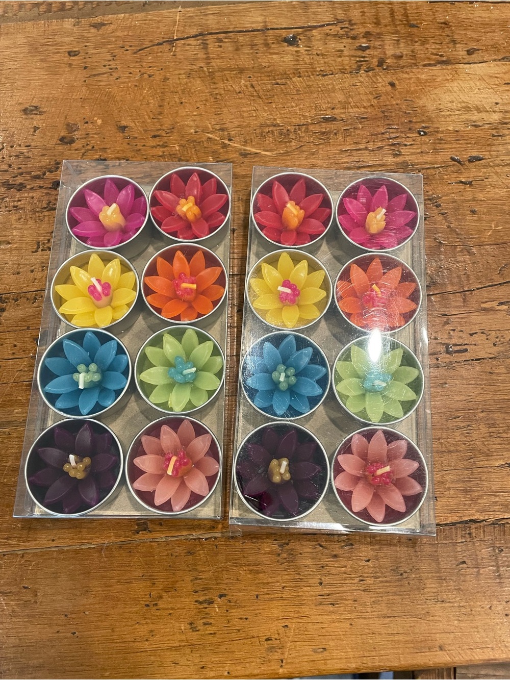 Colorful Floral Tealight Candle Set - Assorted Colors 2 sets of 8